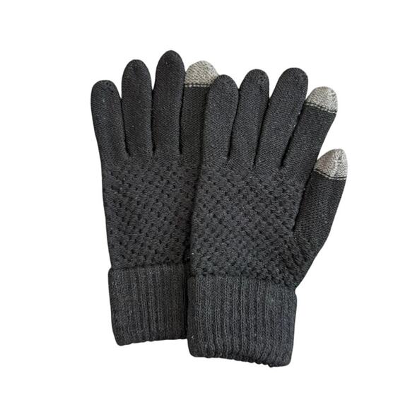 Knitted Tech Friendly Gloves in Black - Picture 1 of 3